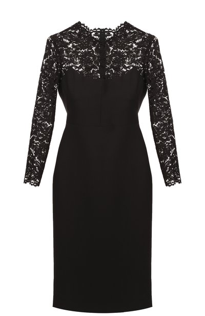 Приталенное платье с кружевным лифом и длинным рукавом VALENTINO, арт. MB3VAB65/360, фото 1