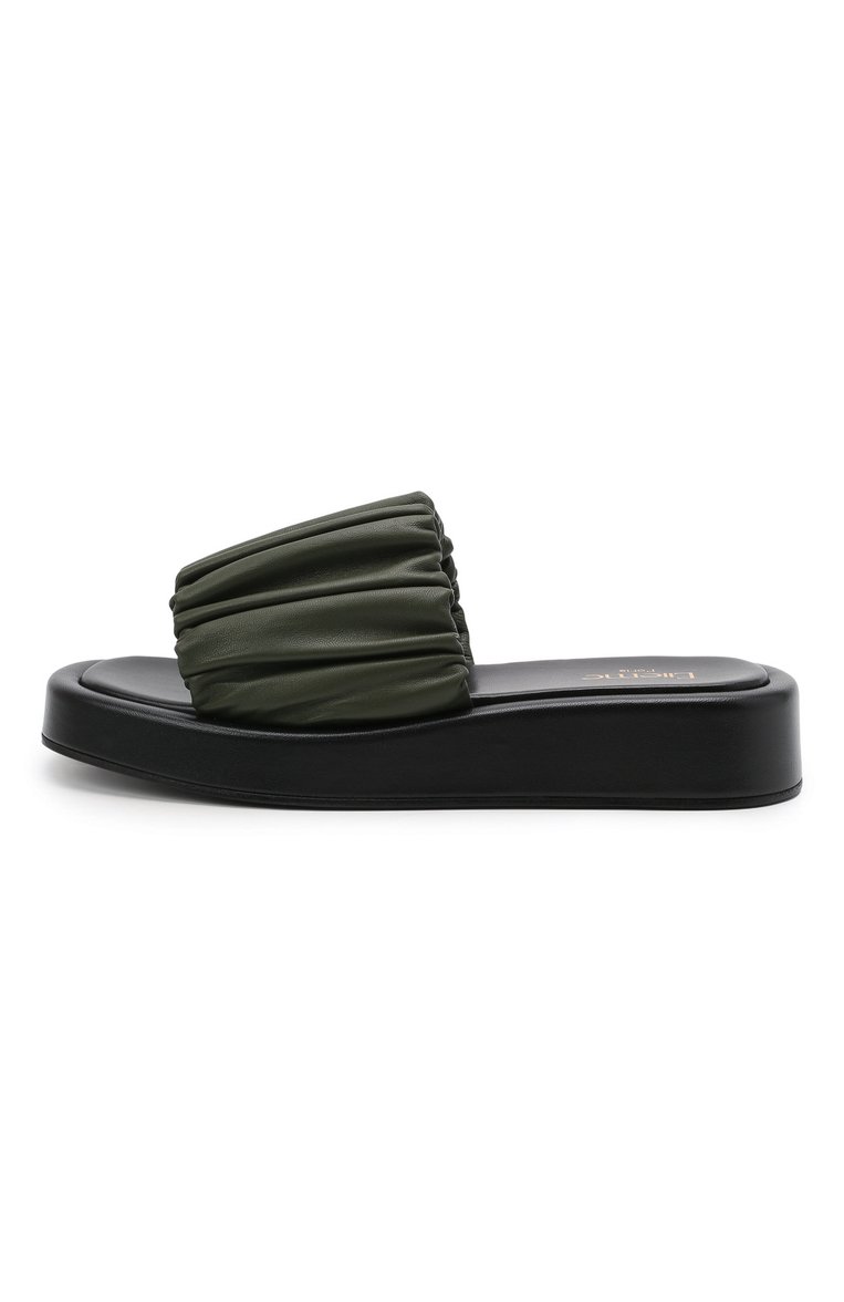 Женские кожаные шлепанцы aries ELLEME хаки цвета, арт. ARIES PLATF0RM SANDAL/LEATHER | Фото 3 (Материал внутренний: Натуральная кожа; Подошва: Платформа; Материал внешний: Натуральная кожа)