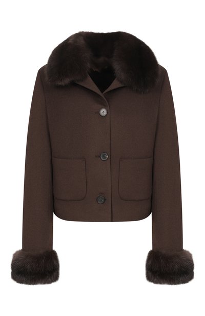 Женский кашемировый жакет с отделкой из соболя MVST, арт. M25.1PW.J005/5429 U/6J 9525