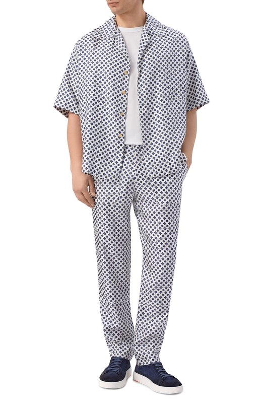 Шелковые брюки Kiton UPN004H09721 Синий  UPN004H09721 Фото 2