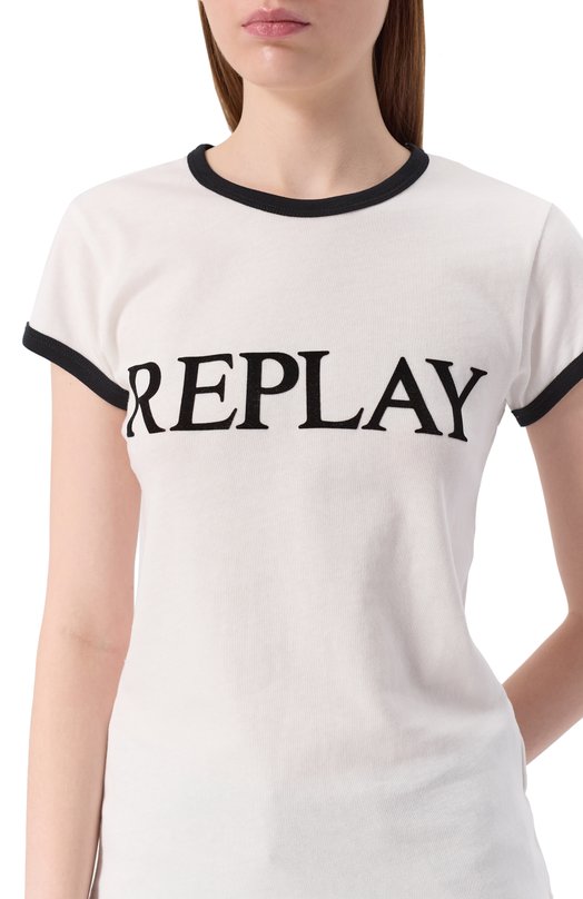 Хлопковая футболка Replay W3479 .000.23792P Белый  W3479 .000.23792P Фото 5