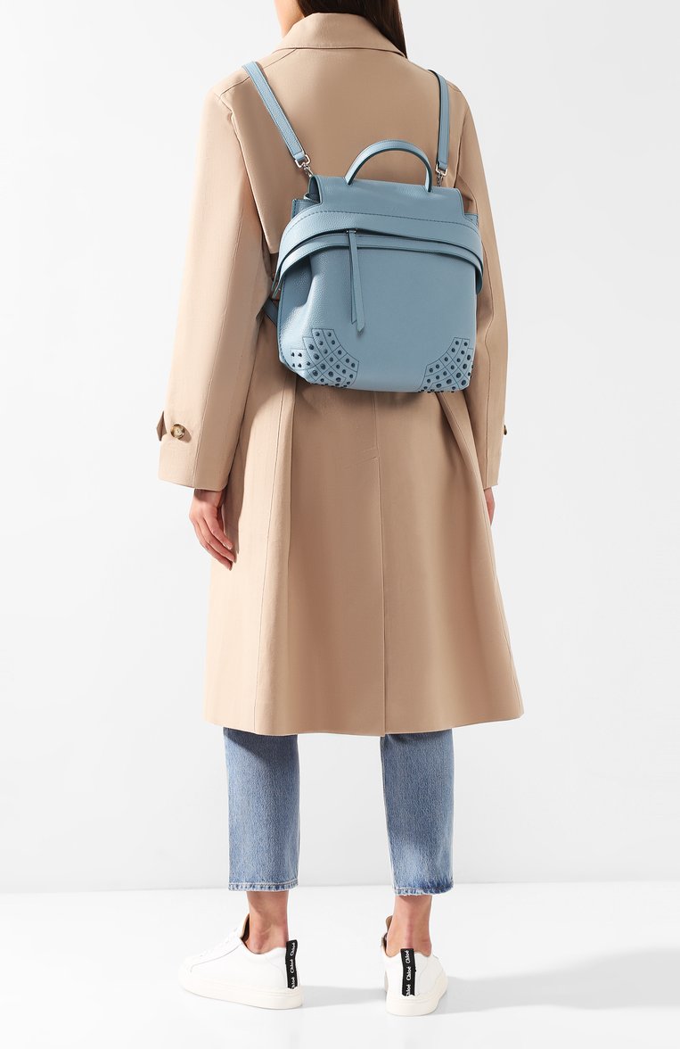 Женский рюкзак wave  TOD’S голубого цвета, арт. XBWAMRGD201MCL | Фото 2 (Материал: Натуральная кожа; Стили: Кэжуэл; Размер: medium; Статус проверки: Проверена категория; Драгоценные камни: Проставлено; Материал сплава: Проставлено)