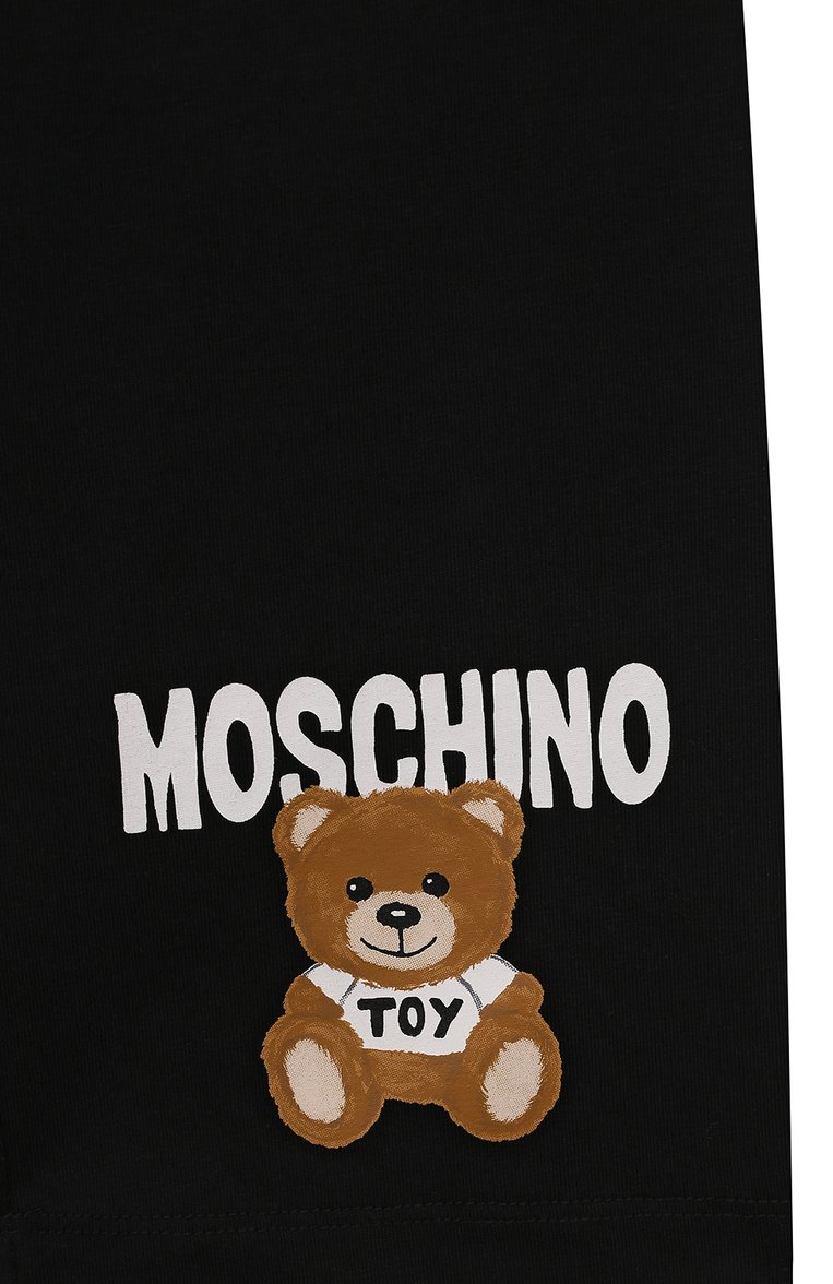 Детские хлопковые шорты MOSCHINO черного цвета, арт. HDQ00Y/LBA10/14 | Фото 3 (Материал внешний: Хлопок; Случай: Повседневный; Нос: Не проставлено; Материал сплава: Проставлено)