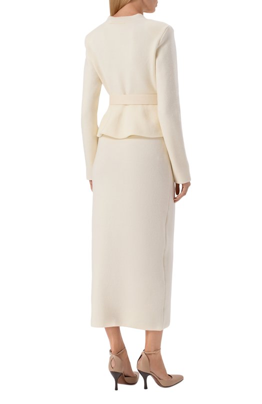Платье из шерсти и хлопка self-portrait AW25138MC Кремовый  AW25138MC Фото 4