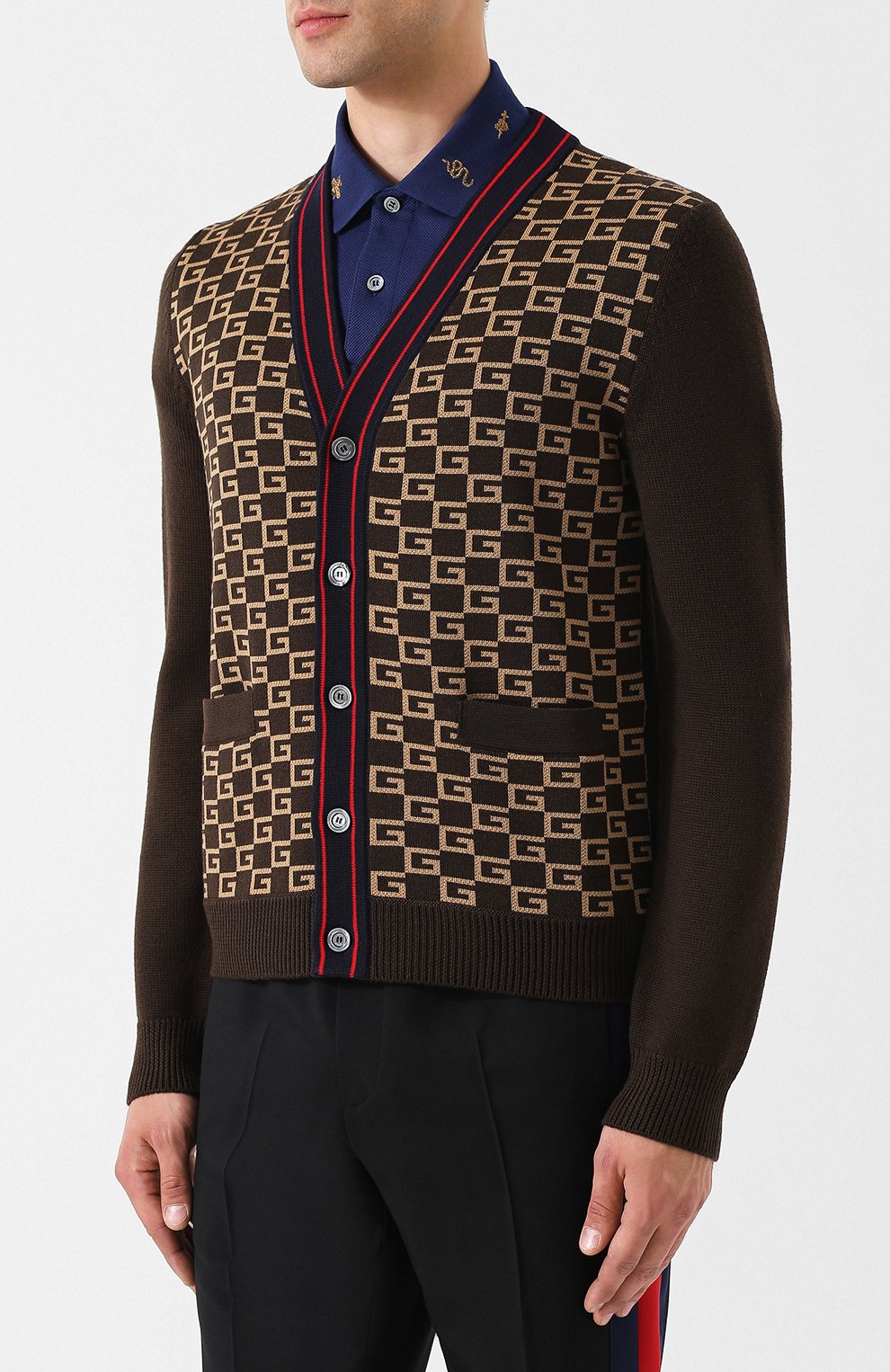 Шерстяной кардиган на пуговицах с v-образным вырезом и принтом GUCCI, арт. 522543/X9U22, фото 3