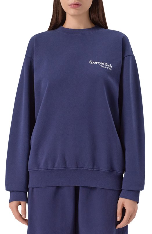 Хлопковый свитшот Sporty and Rich ST071621425BL106 Синий  ST071621425BL106 Фото 3