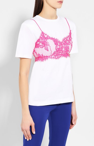 Кружевной топ MSGM фуксия цвета по цене 29950 руб., арт. 2642MDT125 195458, фото 3 Кружевной топ MSGM, арт. 2642MDT125 195458, фото 3
