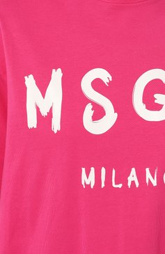 Женское хлопковое платье MSGM розового цвета, арт. 3641MDA510/247002 | Фото 5 (Длина Ж (юбки, платья, шорты): Мини; Рукава: Короткие; Случай: Повседневный; Материал сплава: Проставлено; Материал внешний: Хлопок; Драгоценные камни: Проставлено; Женское Кросс-КТ: Платье-од�ежда; Стили: Кэжуэл)