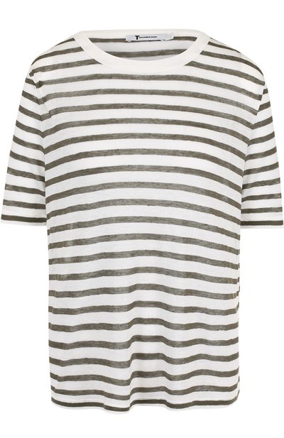 Женская футболка из смеси вискозы и льна с круглым вырезом ALEXANDERWANG.T, арт. 4C281219A3