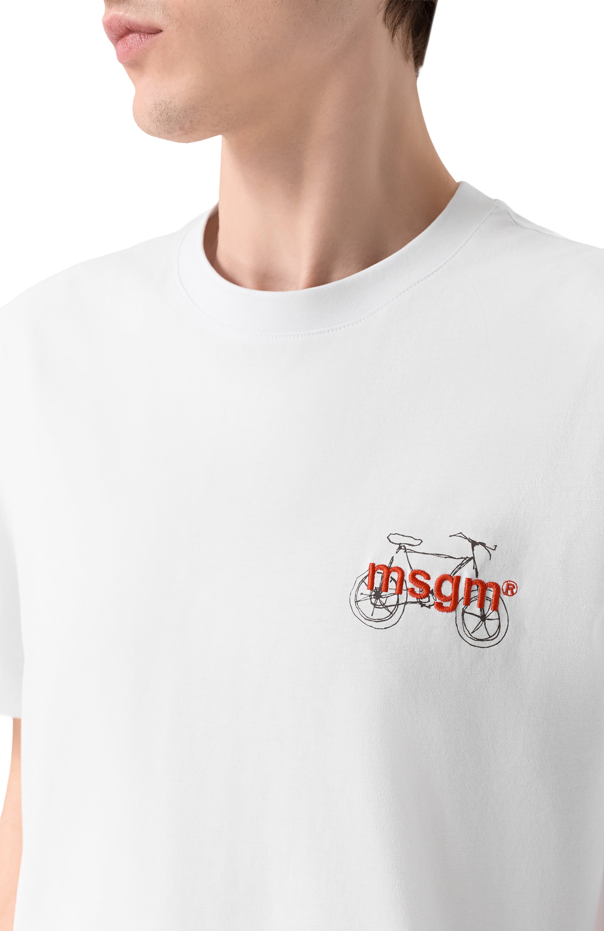 Хлопковая футболка MSGM белого цвета по цене 19250 руб., арт. 4040MM118D/267002, фото 5 Хлопковая футболка MSGM, арт. 4040MM118D/267002, фото 5