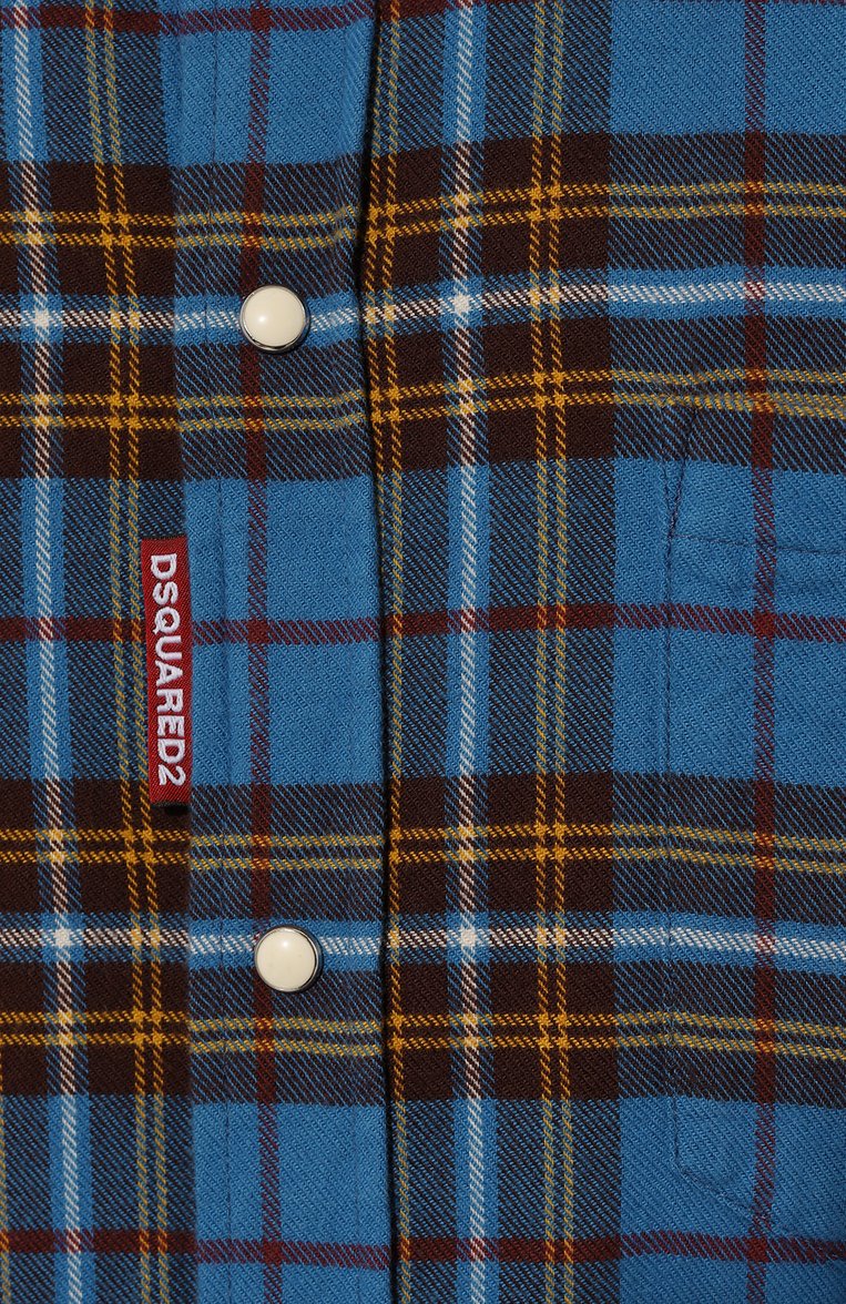 Мужская хлопковая рубашка DSQUARED2 синего цвета, арт. S71DM0739/D35132 | Фото 5 (Рукава: Длинные; Материал сплава: Проставлено; Драгоценные кам�ни: Проставлено; Длина (для топов): Стандартные; Материал внешний: Хлопок; Стили: Кэжуэл; Случай: Повседневный; Воротник: Кент; Манжеты: На кнопках; Принт: Клетка)