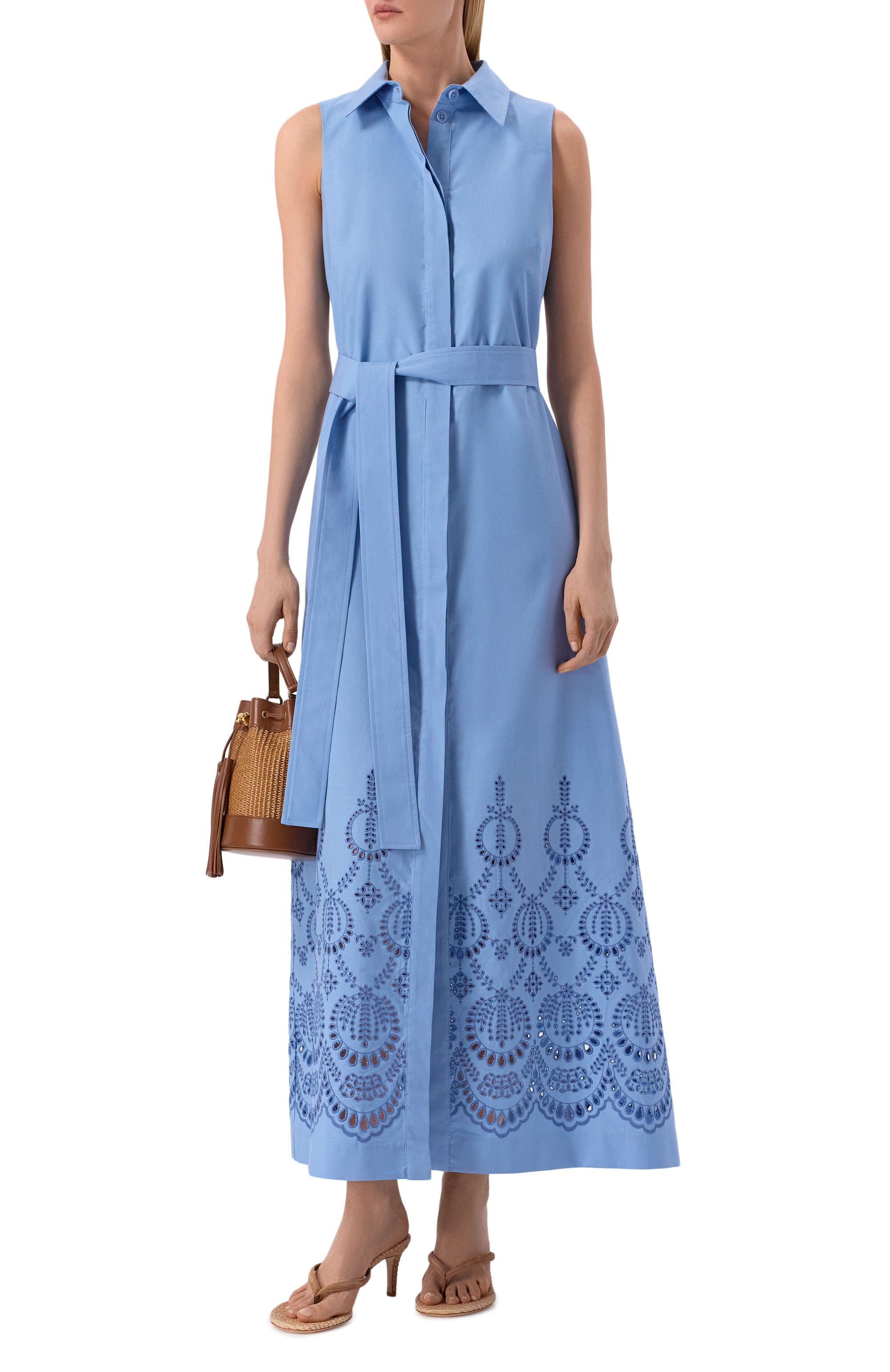 Хлопковое платье P.A.R.O.S.H. голубого цвета по цене 106500 руб., арт. D726157/CANNES, фото 2 Хлопковое платье P.A.R.O.S.H., арт. D726157/CANNES, фото 2