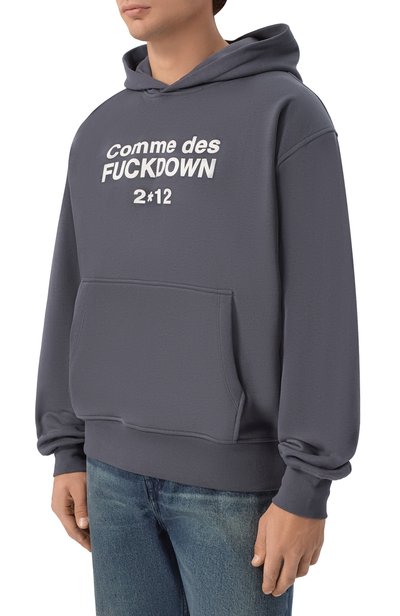 Хлопковое худи COMME DES FUCKDOWN темно-серого цвета по цене 14150 руб., арт. CFABU00020, фото 3 Хлопковое худи COMME DES FUCKDOWN, арт. CFABU00020, фото 3