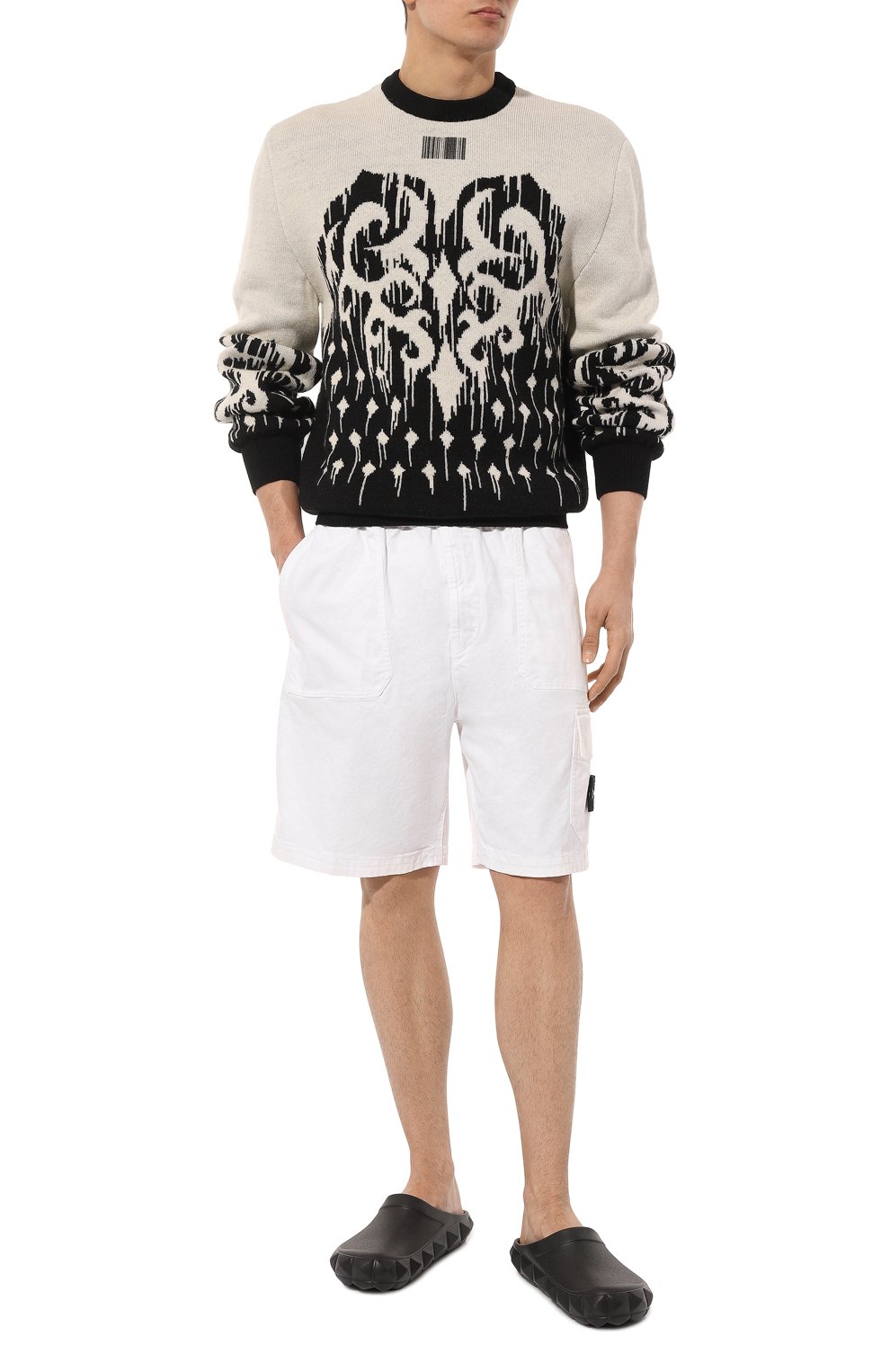 Хлопковые шорты STONE ISLAND белого цвета по цене 27900 руб., арт. 7815L0904, фото 2 Хлопковые шорты STONE ISLAND, арт. 7815L0904, фото 2