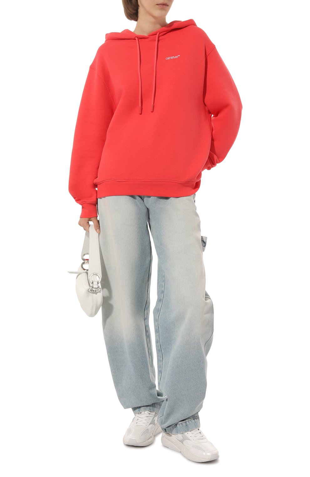 Хлопковое худи OFF-WHITE красного цвета по цене 49950 руб., арт. OWBB035S23JER0012901, фото 2 Хлопковое худи OFF-WHITE, арт. OWBB035S23JER0012901, фото 2