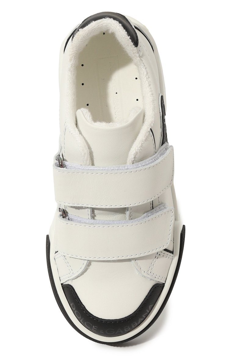 Детские кожаные кеды portofino light DOLCE & GABBANA черно-белого цвета, арт. DA5133/A3394/24-28 | Фото 4 (Нос: Не проставлено; Материал внутренний: Натуральная кожа; Материал внешний: Натуральная кожа; Автоматизация состав�а: Проставлено)