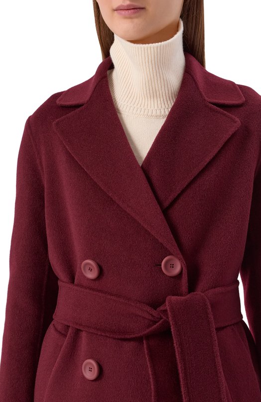Пальто из шерсти и кашемира Max Mara Studio CANNETI Бордовый  CANNETI Фото 5