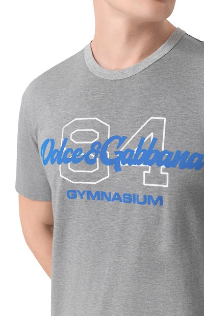 Хлопковая футболка DOLCE & GABBANA серого цвета по цене 65300 руб., арт. G8PT1T/G7PZI, фото 5 Хлопковая футболка DOLCE & GABBANA, арт. G8PT1T/G7PZI, фото 5