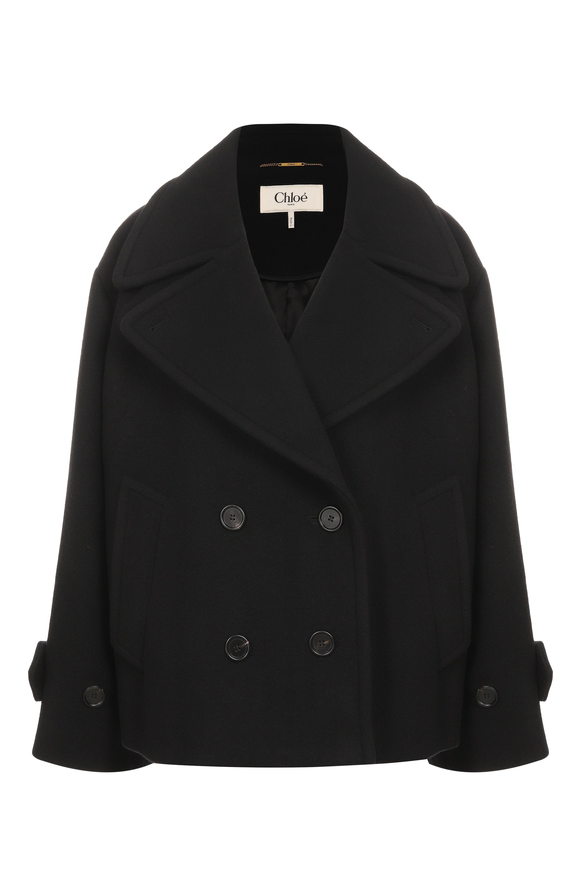 Шерстяное полупальто CHLOÉ черного цвета по цене 337000 руб., арт. CH25AMA96952, фото 1 Шерстяное полупальто CHLOÉ, арт. CH25AMA96952, фото 1
