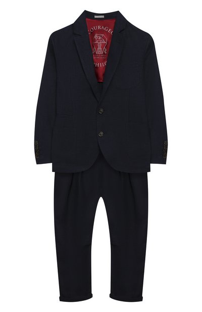 Костюм из льна и шерсти BRUNELLO CUCINELLI темно-синего цвета по цене 126500 руб., арт. BH422A102B, фото 1 Костюм из льна и шерсти BRUNELLO CUCINELLI, арт. BH422A102B, фото 1