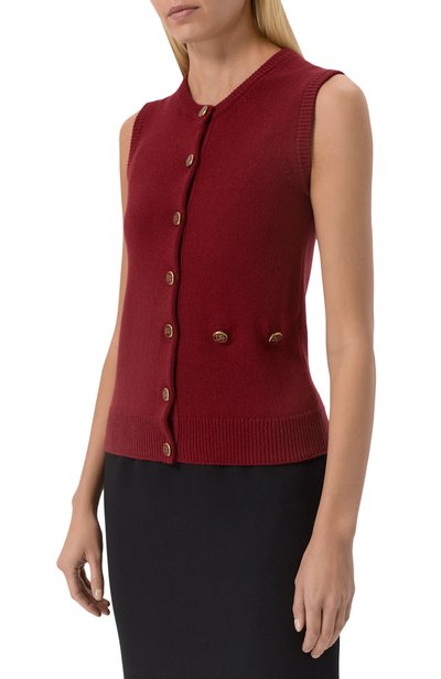 Кашемировый жилет DOLCE & GABBANA бордового цвета по цене 254000 руб., арт. FXVF4T/JBW22, фото 3 Кашемировый жилет DOLCE & GABBANA, арт. FXVF4T/JBW22, фото 3