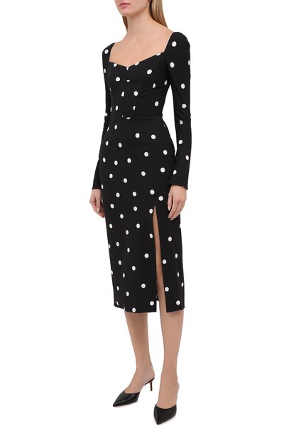 Платье из вискозы DOLCE & GABBANA черно-белого цвета по цене 236500 руб., арт. F6K4NT/FSRLM, фото 3 Платье из вискозы DOLCE & GABBANA, арт. F6K4NT/FSRLM, фото 3