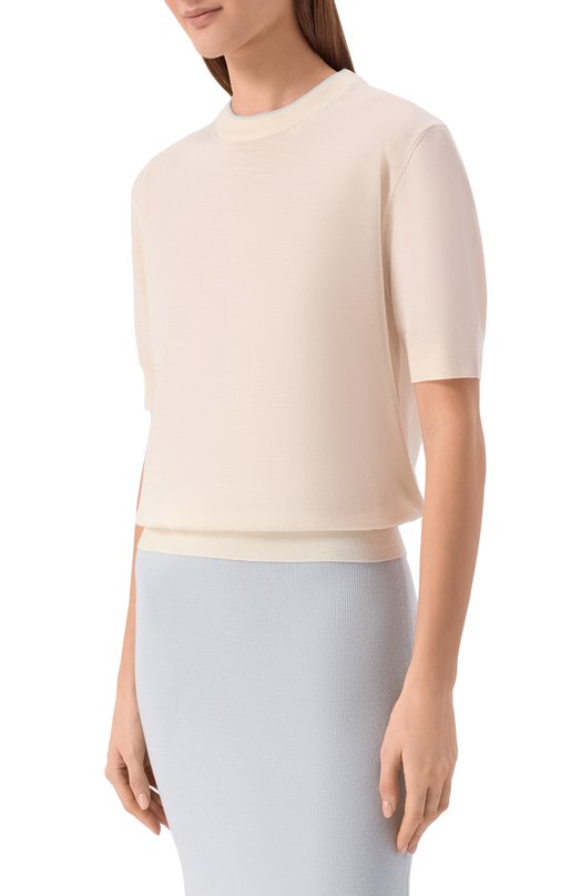 Шерстяной пуловер Jil Sander J02GC0146/J14832 Кремовый  J02GC0146/J14832 Фото 3