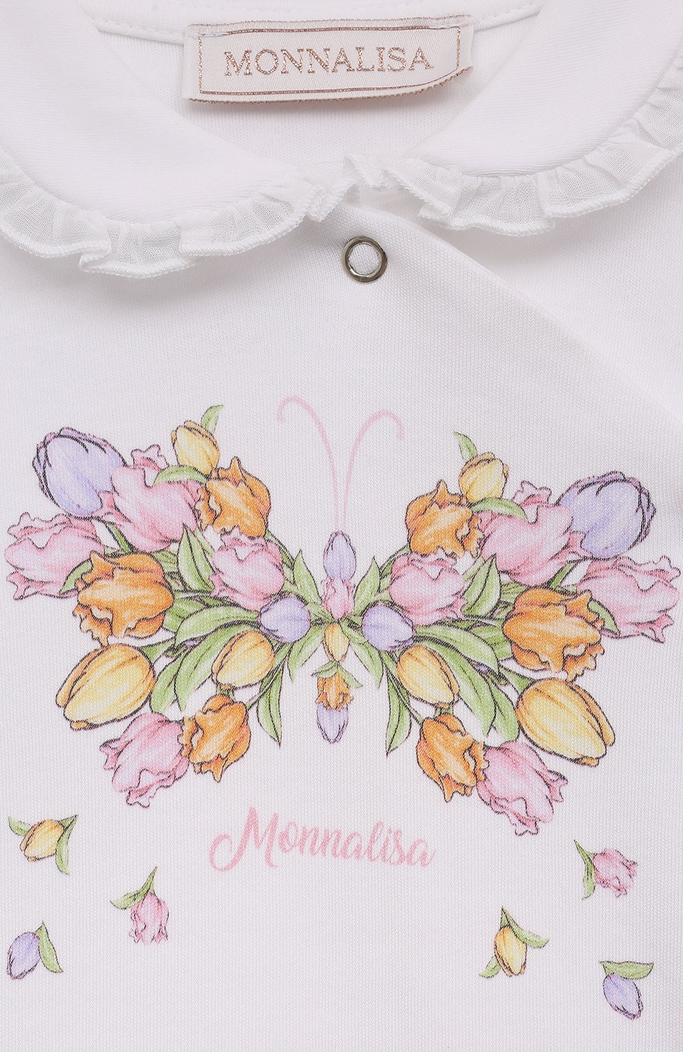 Хлопковый комбинезон MONNALISA белого цвета по цене 9000 руб., арт. 35A201, фото 3 Хлопковый комбинезон MONNALISA, арт. 35A201, фото 3