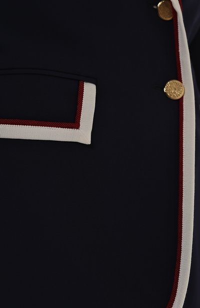 Жакет с контрастной отделкой GUCCI синего цвета по цене 257760 руб., арт. 523859/ZKR01, фото 5 Жакет с контрастной отделкой GUCCI, арт. 523859/ZKR01, фото 5