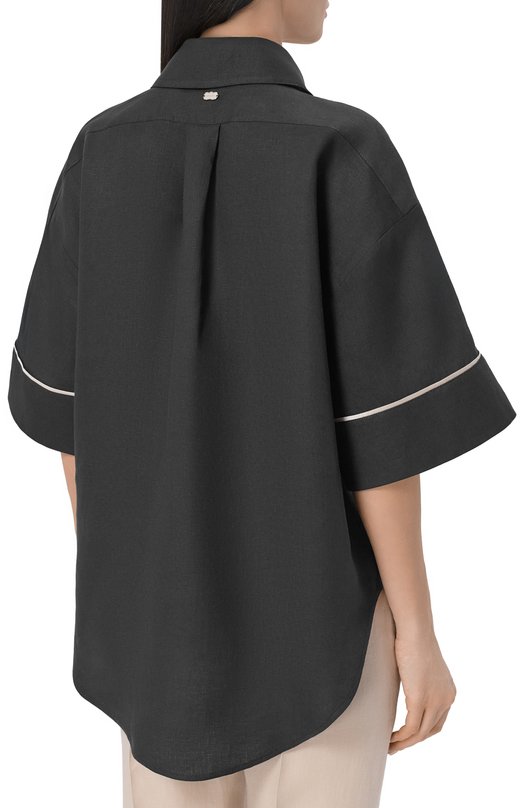 Льняная рубашка Agnona TD1109E/U3049E Чёрный  TD1109E/U3049E Фото 4