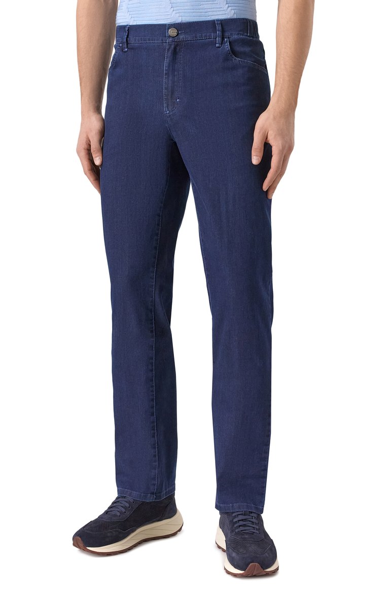 Мужские джинсы regular fit ZILLI темно-синего цвета, арт. J5T101M0422VMNB00 | Фото 3 (Длина (брюки, джинсы): Стандартные; Материал внешний: Хлопок; Силуэт М (брюки): Прямые; Кросс-КТ: Деним; Стили: Классический; Автоматизация ТО: Проставлено; Детали: Однотонный; Автоматизация состава: Проставлено)