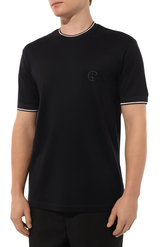 Футболка из хлопка и шелка Giorgio Armani GM000238/TE11865 Синий  GM000238/TE11865 Фото 3