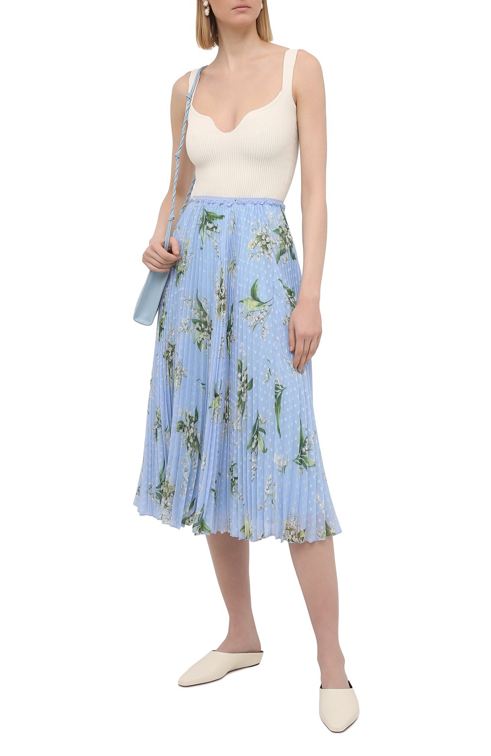 Плиссированная юбка REDVALENTINO голубого цвета по цене 68150 руб., арт. VR3RAC20/5LV, фото 2 Плиссированная юбка REDVALENTINO, арт. VR3RAC20/5LV, фото 2