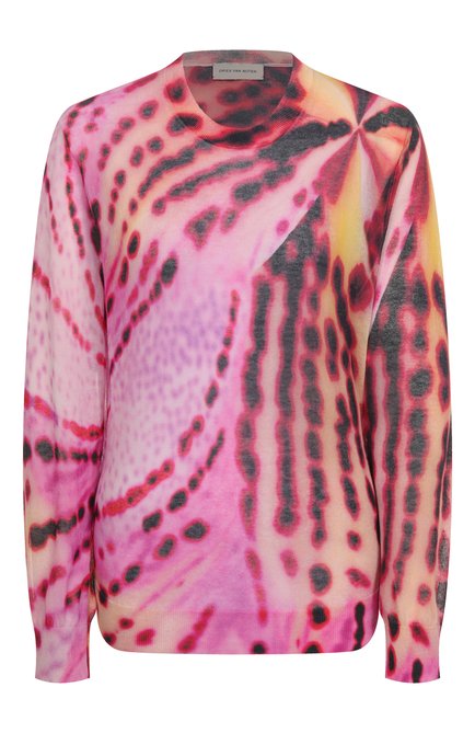 Женский хлопковый пуловер DRIES VAN NOTEN розового цвета, арт. 251-011246-1712 | Фото 1 (Рукава: Длинные; Драгоценные камни: Проставлено; Материал внешний: Хлопок; Материал сплава: Проставлено; Длина (для топов): Стандартные)