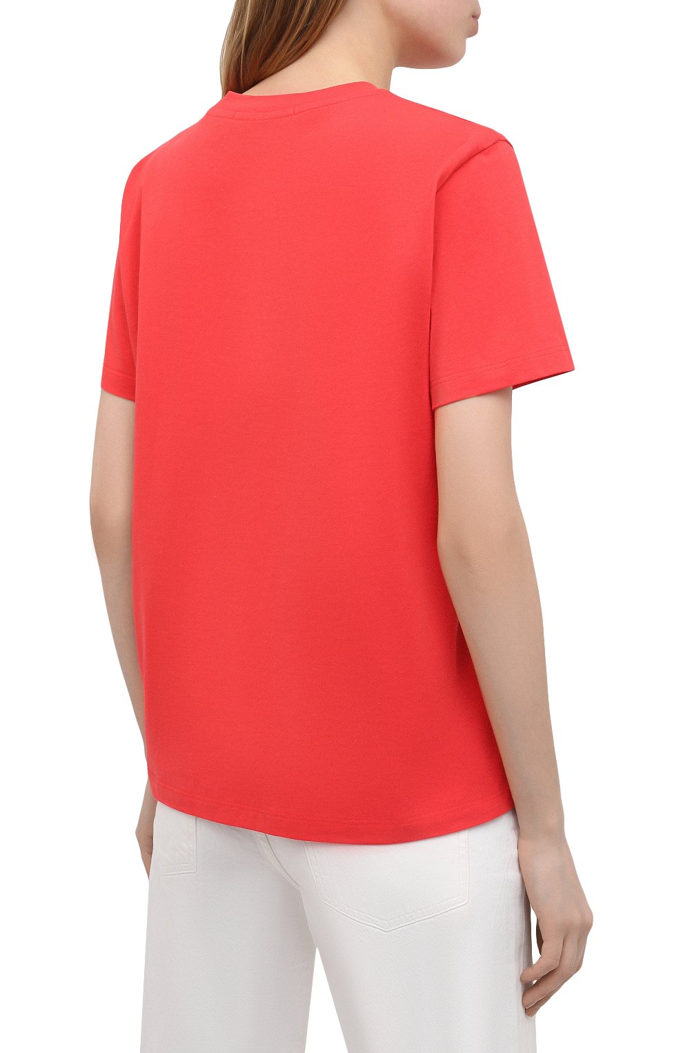 Хлопковая футболка MSGM красного цвета по цене 11750 руб., арт. 3041MDM173 217298, фото 4 Хлопковая футболка MSGM, арт. 3041MDM173 217298, фото 4