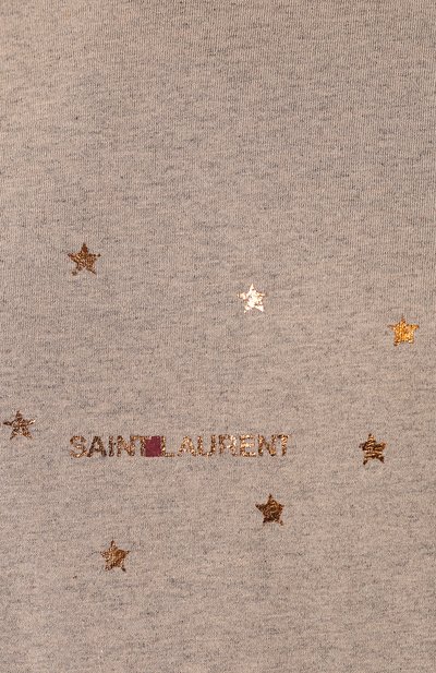 Хлопковая футболка SAINT LAURENT светло-бежевого цвета по цене 44950 руб., арт. 577062/YBJG2, фото 5 Хлопковая футболка SAINT LAURENT, арт. 577062/YBJG2, фото 5