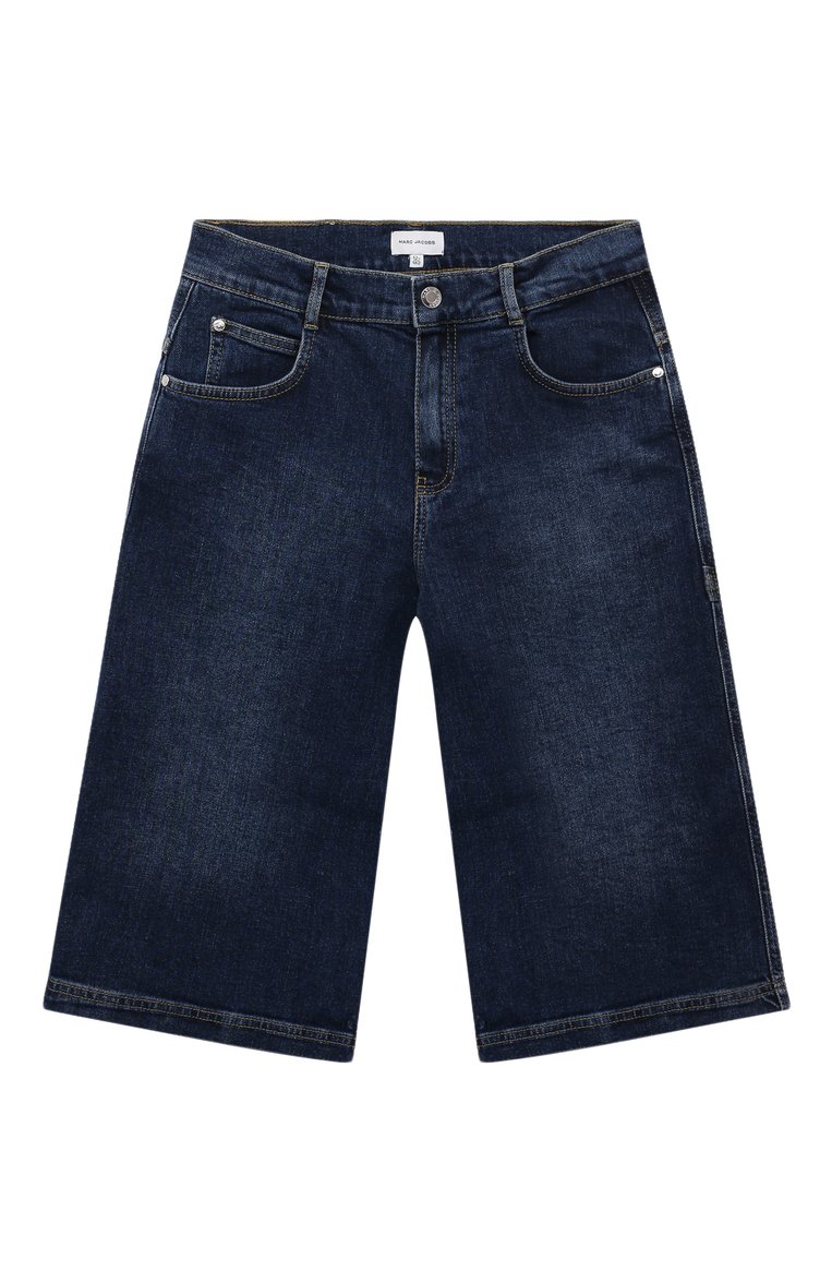 Детские джинсовые шорты MARC JACOBS (THE) темно-синего цвета, арт. W60189/12A+ | Фото 1 (Нос: Не проставлено; Материал сплава: Проставлено; Материал внешний: Хлопок, Деним; Кросс-КТ: Деним; Ростовка одежда: 13 - 15 лет | 158 см)