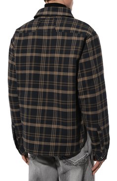 Мужская утепленная куртка-рубашка RHUDE коричневого цвета, арт. RHFW24SR04012 | Фото 4 (Рукава: Длинные; Длина (верхняя одежда): Короткие; Материал подклада: Синтетический материал; Материал сплава: Проставлено; Драгоценные камни: Проставлено; Стили: Кэжуэл; Мужское Кросс-КТ: Куртка-рубашка, утепленные куртки; Материал внешний: Хлопок; Кросс-КТ: Утепленные)