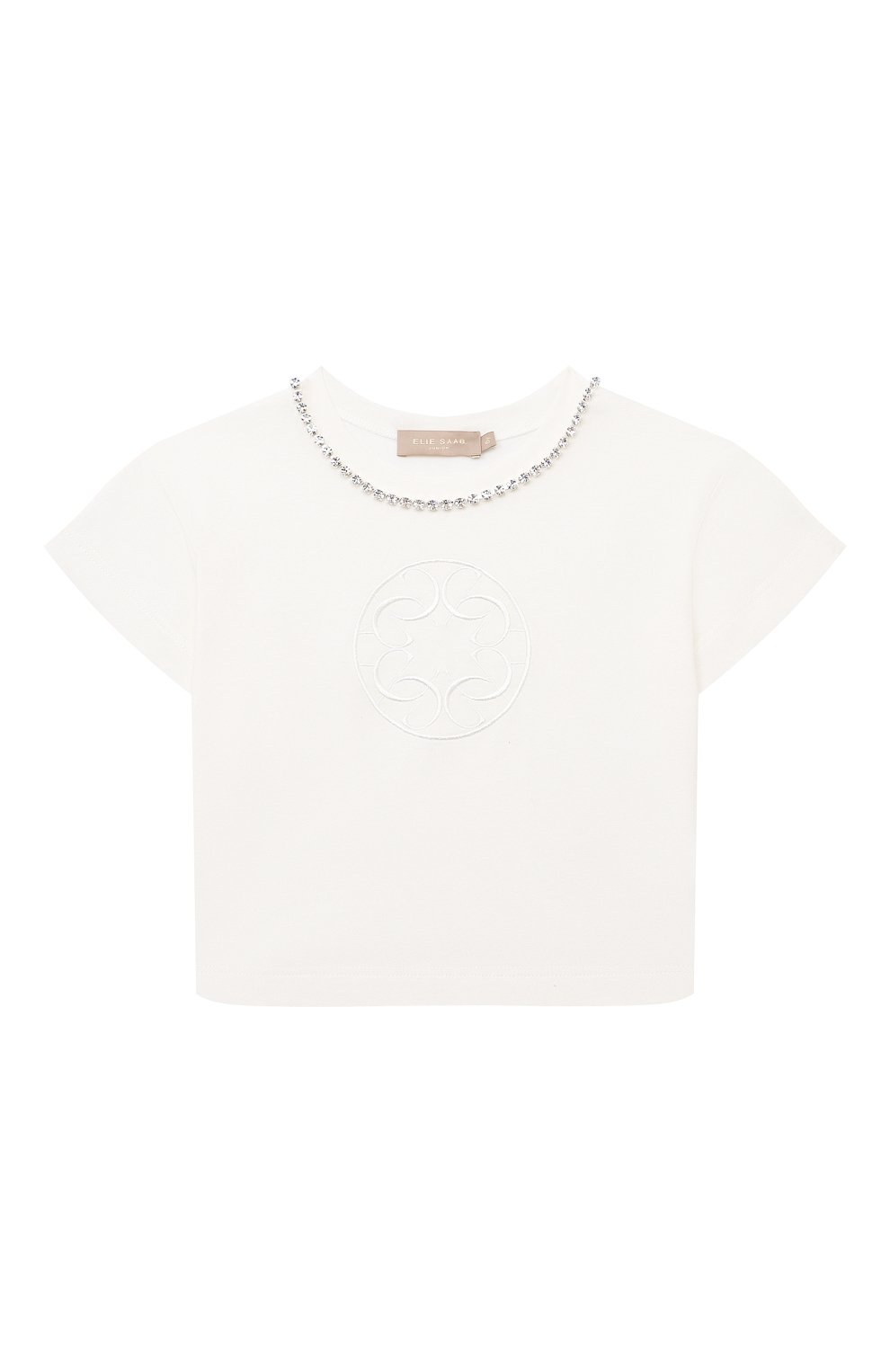 Хлопковая футболка ELIE SAAB JUNIOR белого цвета по цене 19400 руб., арт. EFTS001 TS0029/2A-6A, фото 1 Хлопковая футболка ELIE SAAB JUNIOR, арт. EFTS001 TS0029/2A-6A, фото 1