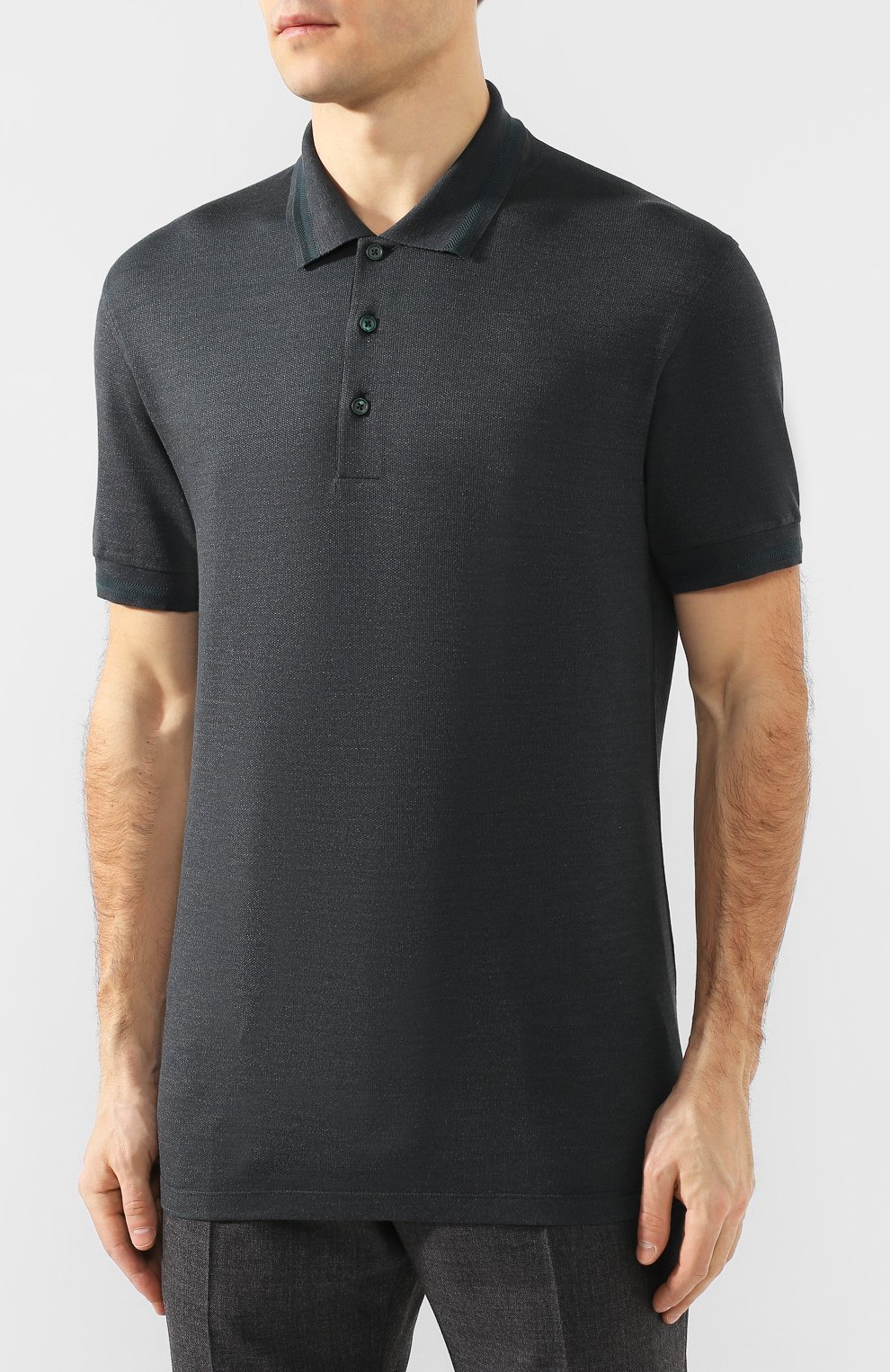 Поло из смеси хлопка и шелка ZEGNA, арт. UU541/746, фото 3