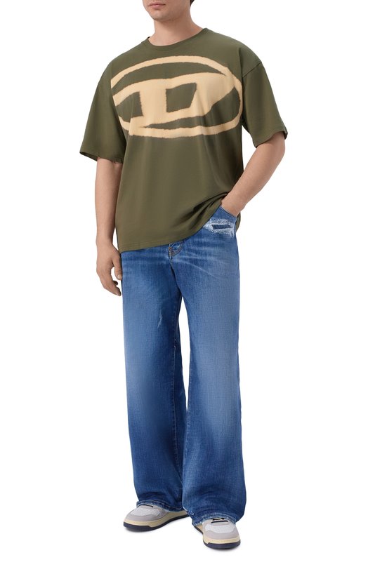 Хлопковая футболка Diesel A14872/0QKAS Хаки  A14872/0QKAS Фото 2