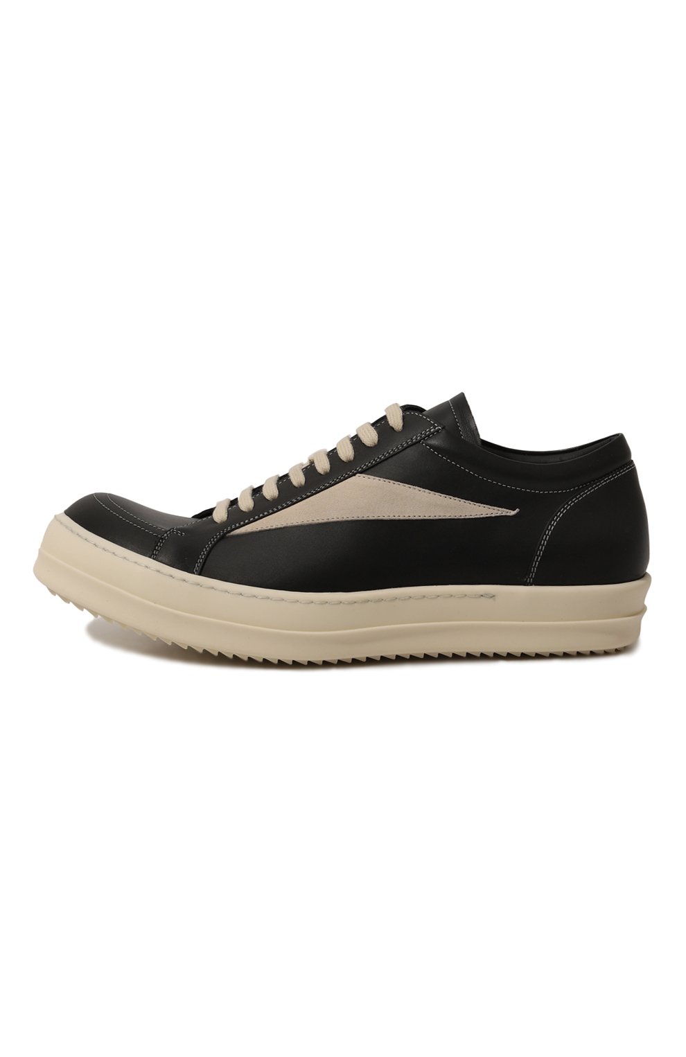 Кожаные кеды RICK OWENS черно-белого цвета по цене 88800 руб., арт. RU01C4897/LP0LVS, фото 4 Кожаные кеды RICK OWENS, арт. RU01C4897/LP0LVS, фото 4