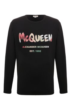 Мужская хлопковый лонгслив ALEXANDER MCQUEEN черного цвета, арт. 750668/QVZ15 | Фото 1 (Рукава: Дли�нные; Длина (для топов): Стандартные; Принт: С принтом; Материал сплава: Проставлено; Материал внешний: Хлопок; Драгоценные камни: Проставлено; Стили: Кэжуэл)