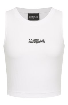 Женский хлопковый топ COMME DES FUCKDOWN белого цвета, арт. CFABW01240 | Фото 1 (Длина (для топов): Укороченные; Материал внешний: Хлопок; Рукава: Без рукавов; Стили: Кэжуэл)