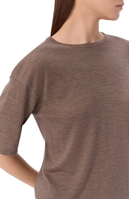 Футболка из шерсти и кашемира Addicted AD2549 Коричневый  AD2549 Фото 5