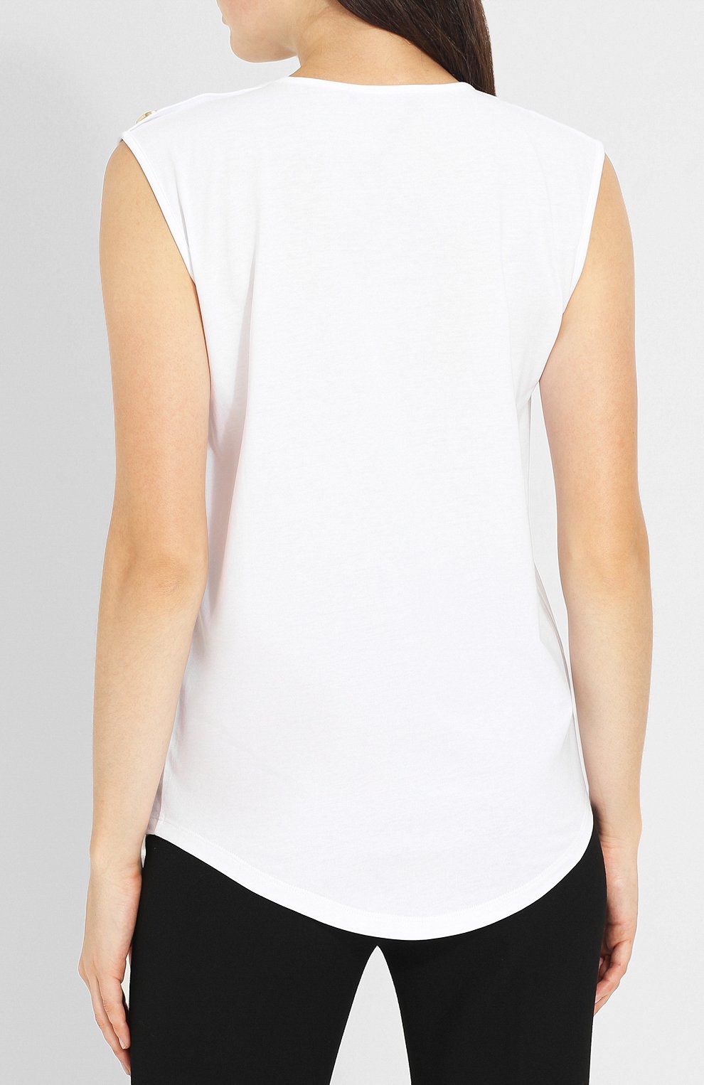 Хлопковый топ с логотипом бренда и контрастными пуговицами BALMAIN, арт. 148105/I001, фото 4