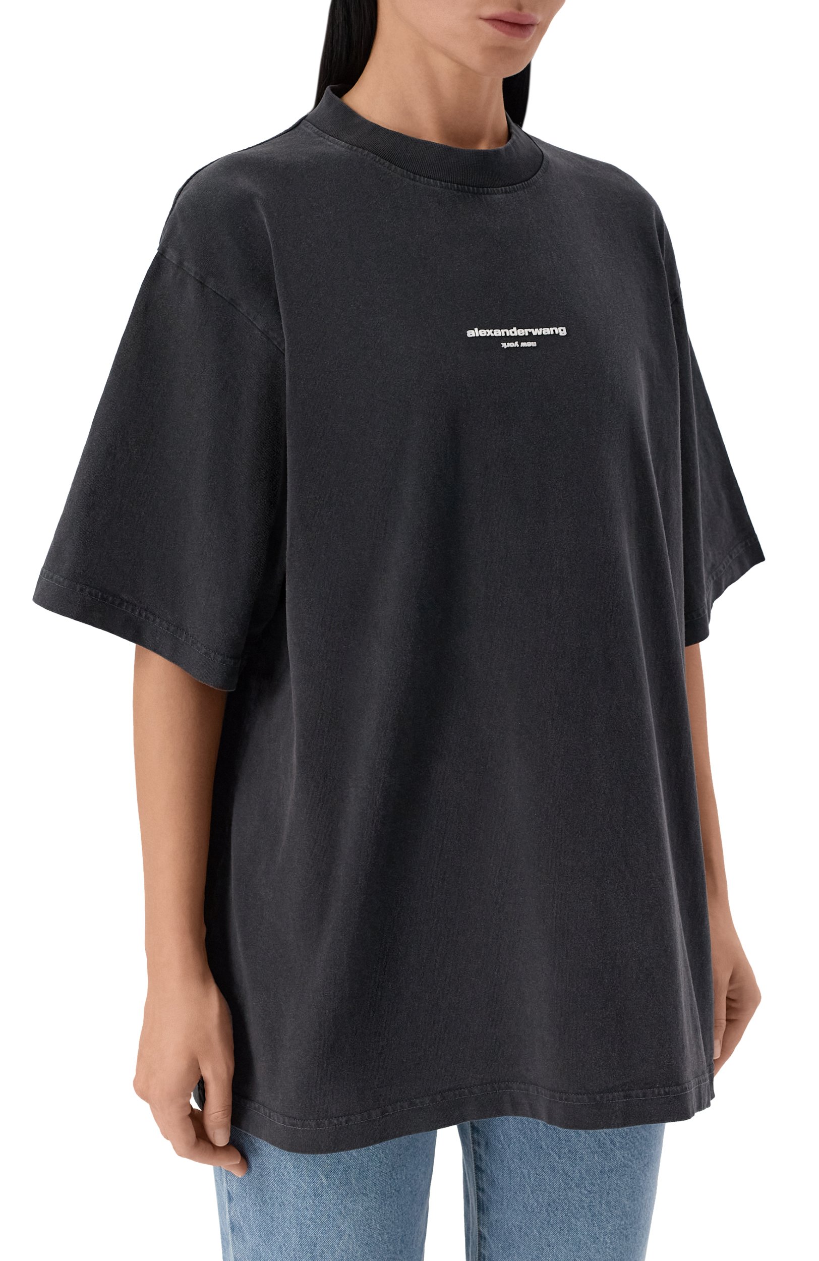 Хлопковая футболка ALEXANDER WANG черного цвета по цене 28550 руб., арт. UCC3261905, фото 3 Хлопковая футболка ALEXANDER WANG, арт. UCC3261905, фото 3