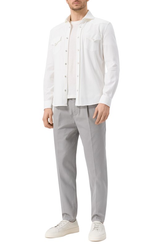 Футболка изо льна и хлопка Brunello Cucinelli MW8351308 Белый  MW8351308 Фото 2