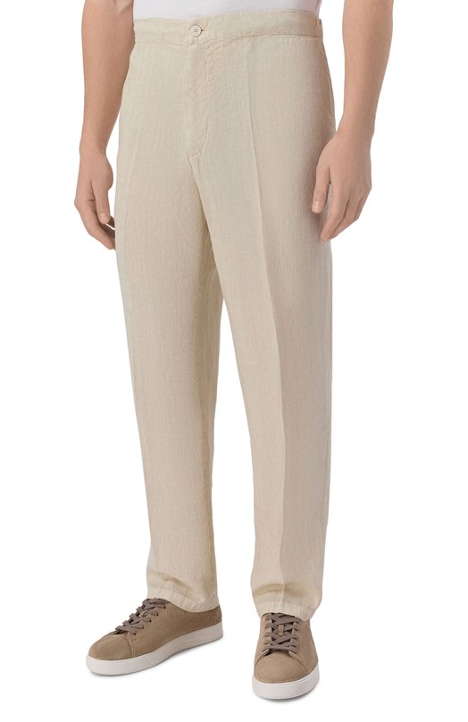Льняные брюки InLinum JEAN 19/TR0PEA Кремовый  JEAN 19/TR0PEA Фото 3