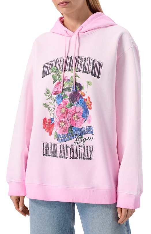 Хлопковое худи MSGM 4041MDM140SE/267287 Розовый  4041MDM140SE/267287 Фото 3